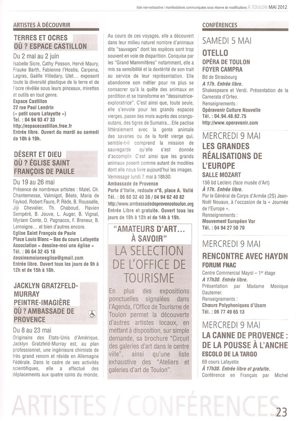 2012 Solo Exhibition Toulon France Ambassade de Provence